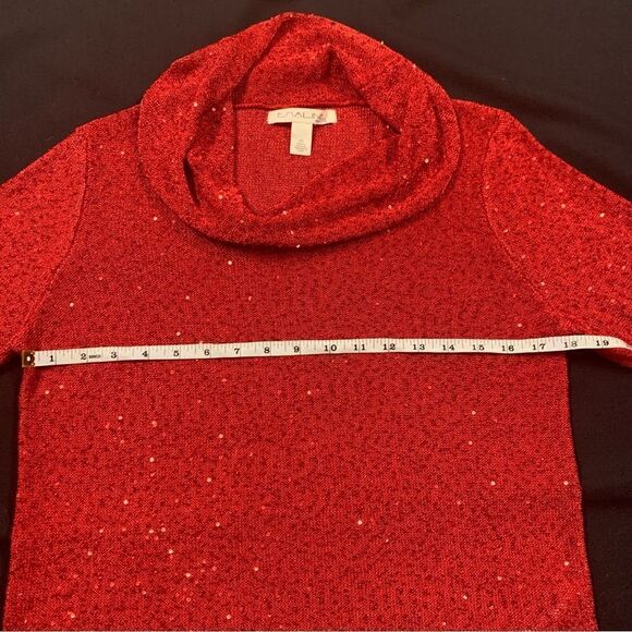 Emaline Petite Sparkly Red Cowlneck Sweater NWT - Picture 11 of 12